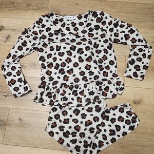 Kids Leopard Print Pajama Set Size Medium